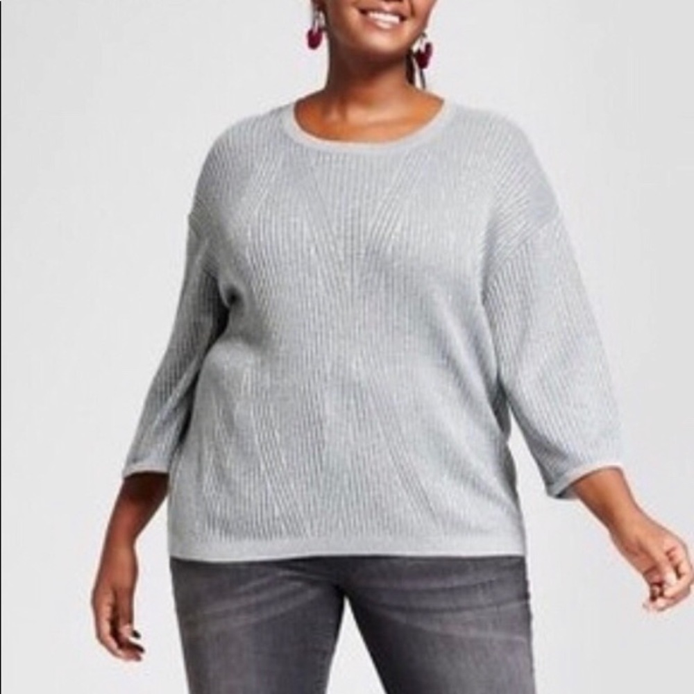 2 for $12- NWT Ava & Viv ribbed shimmer sweater